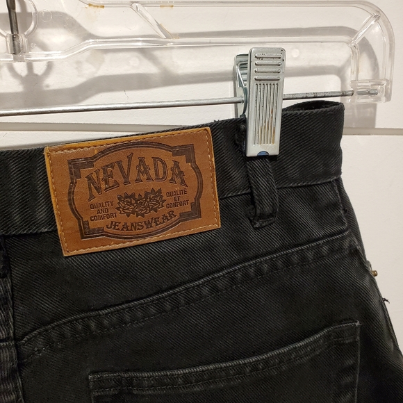 Vintage nevada sz 8 high waisted shorts black jean distressed grunge denim - Picture 6 of 16